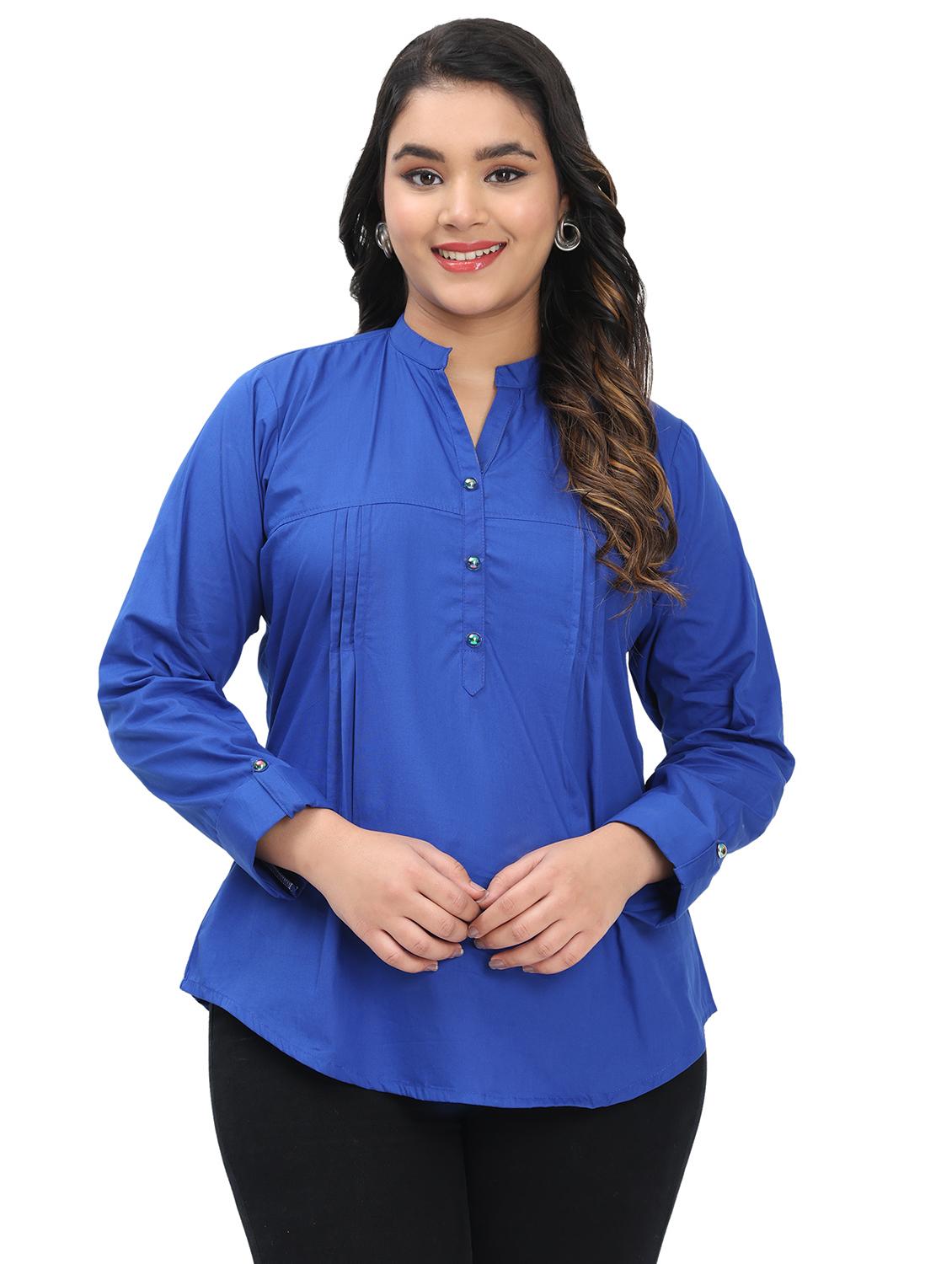 women solid mandarin neck regular top - 21998841 -  Zoom Image - 0