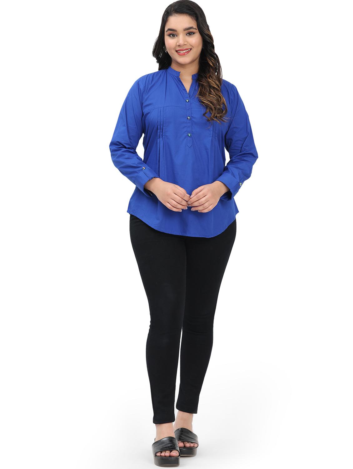 women solid mandarin neck regular top - 21998841 - Standard Image - 3