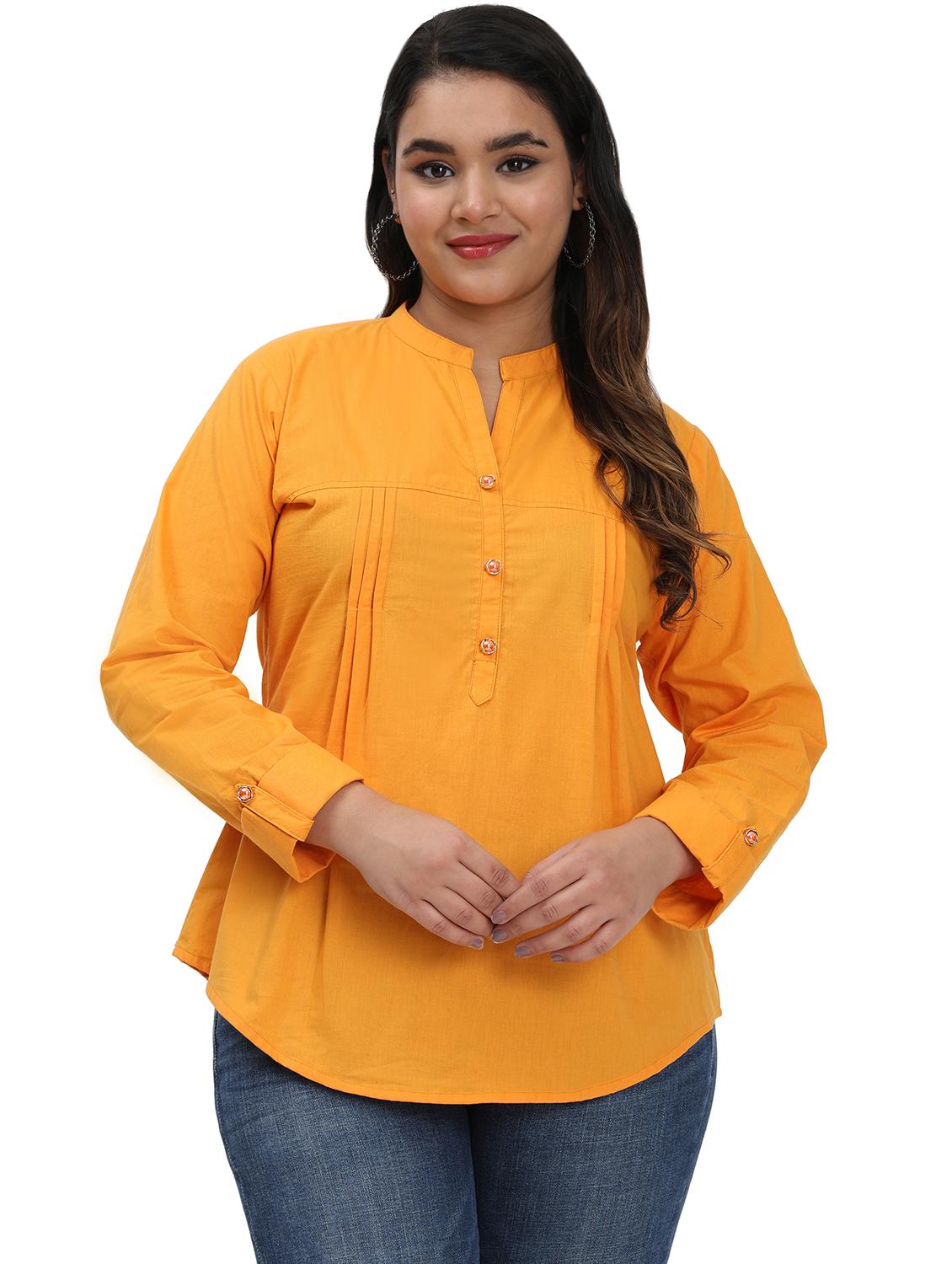 women solid mandarin neck regular top - 21998842 -  Zoom Image - 0