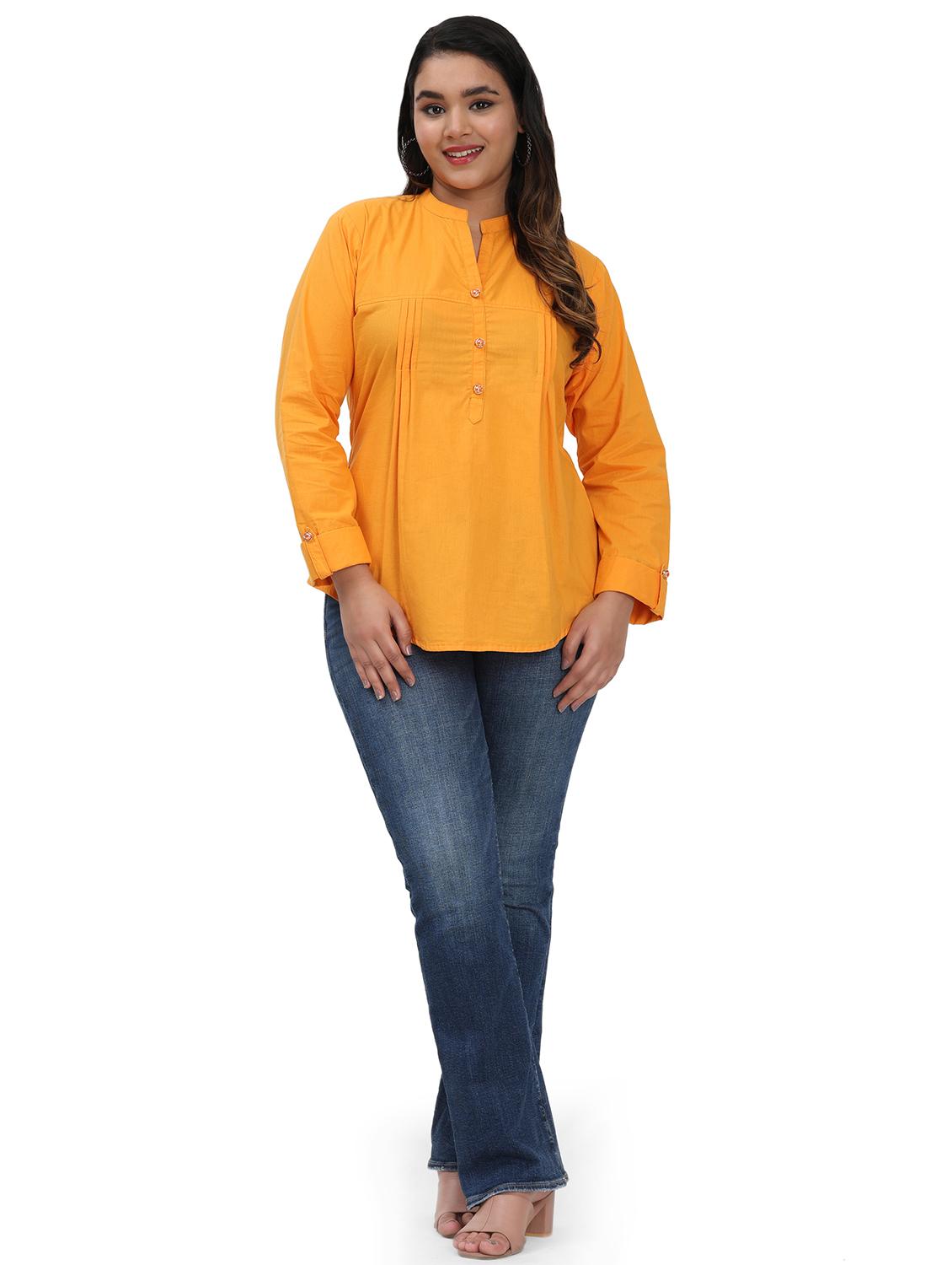 women solid mandarin neck regular top - 21998842 - Standard Image - 3
