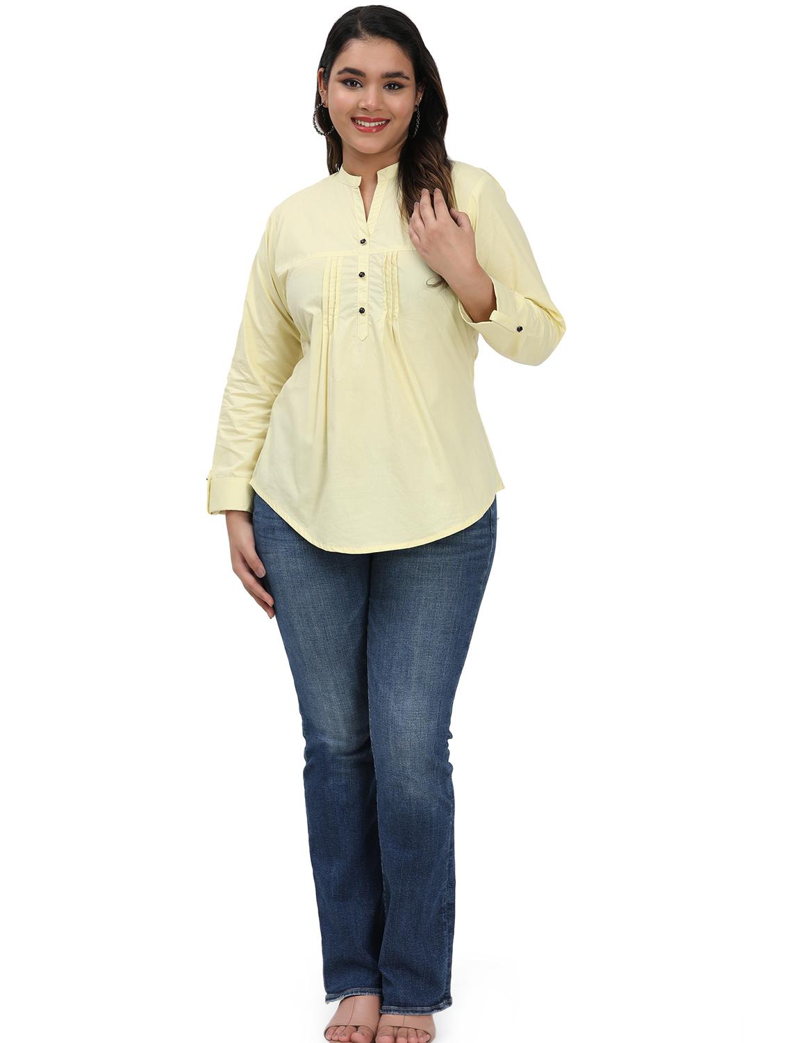 women solid mandarin neck regular top - 21998844 - Standard Image - 3