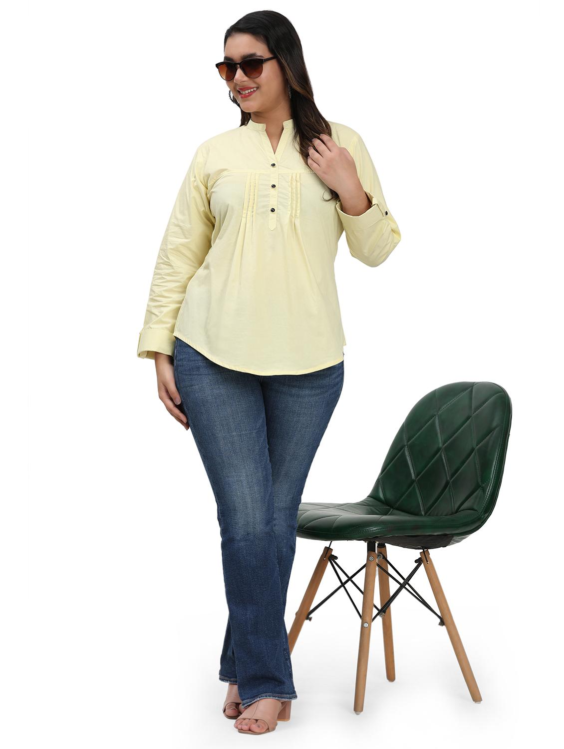 women solid mandarin neck regular top - 21998844 - Standard Image - 5