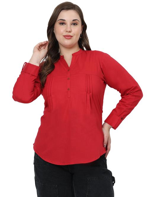 women solid mandarin neck regular top - 21998846 -  Standard Image - 0