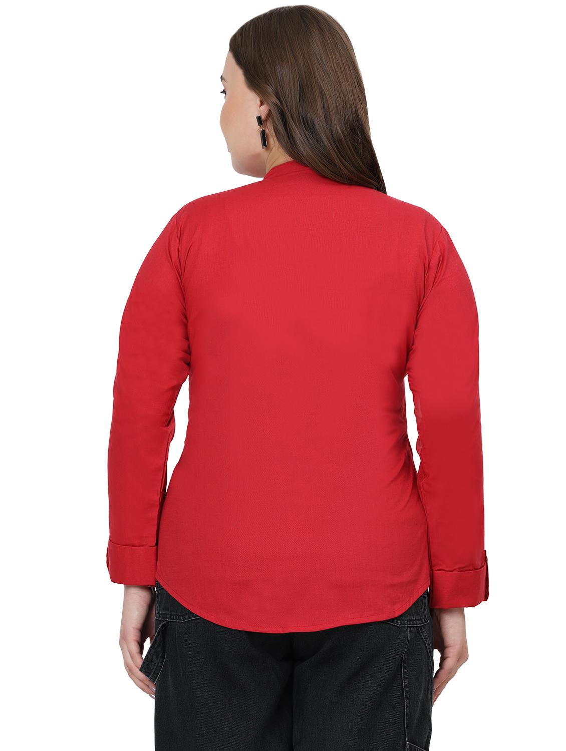 women solid mandarin neck regular top - 21998846 - Standard Image - 3