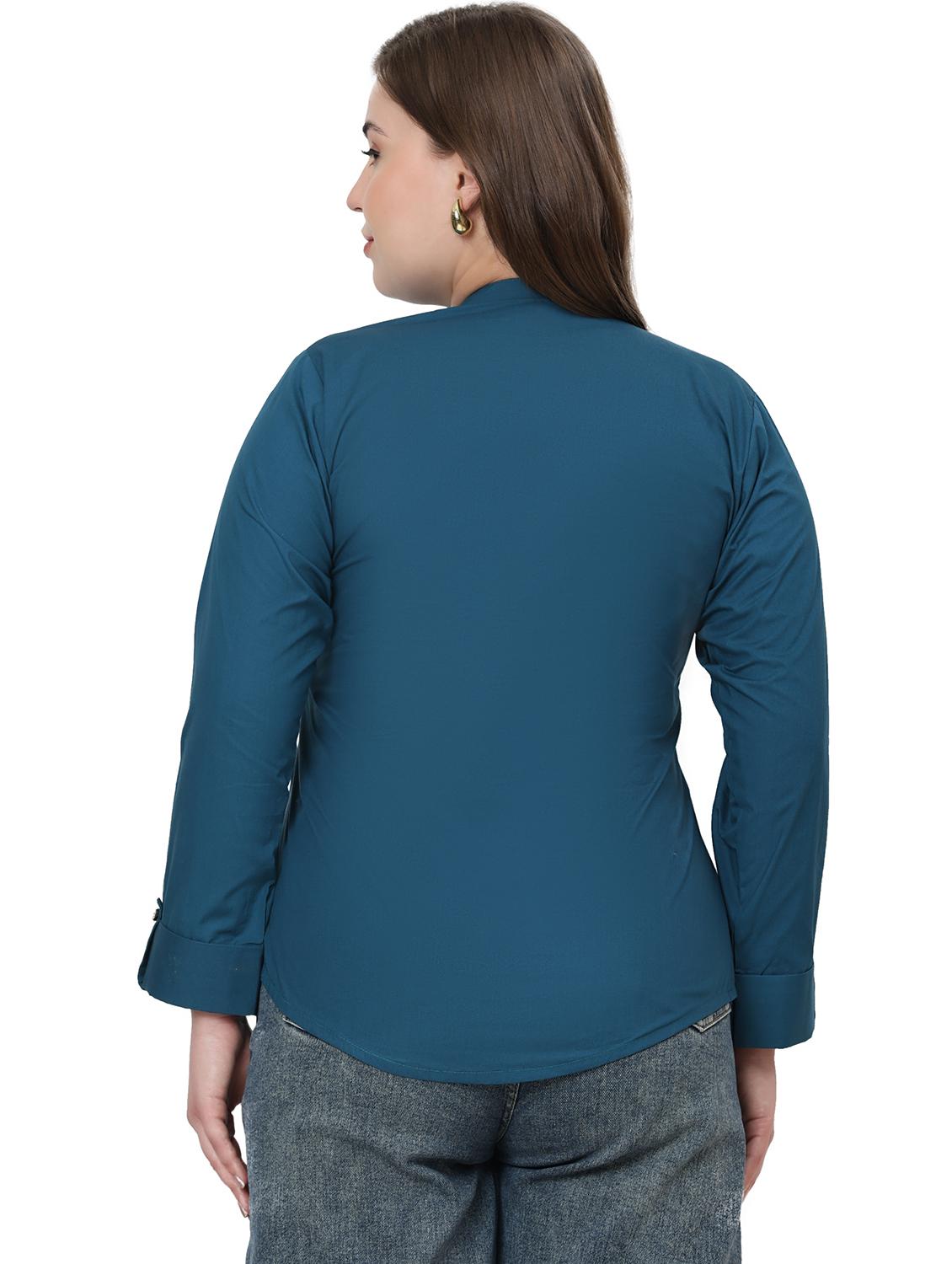 women solid mandarin neck regular top - 21998847 - Standard Image - 3