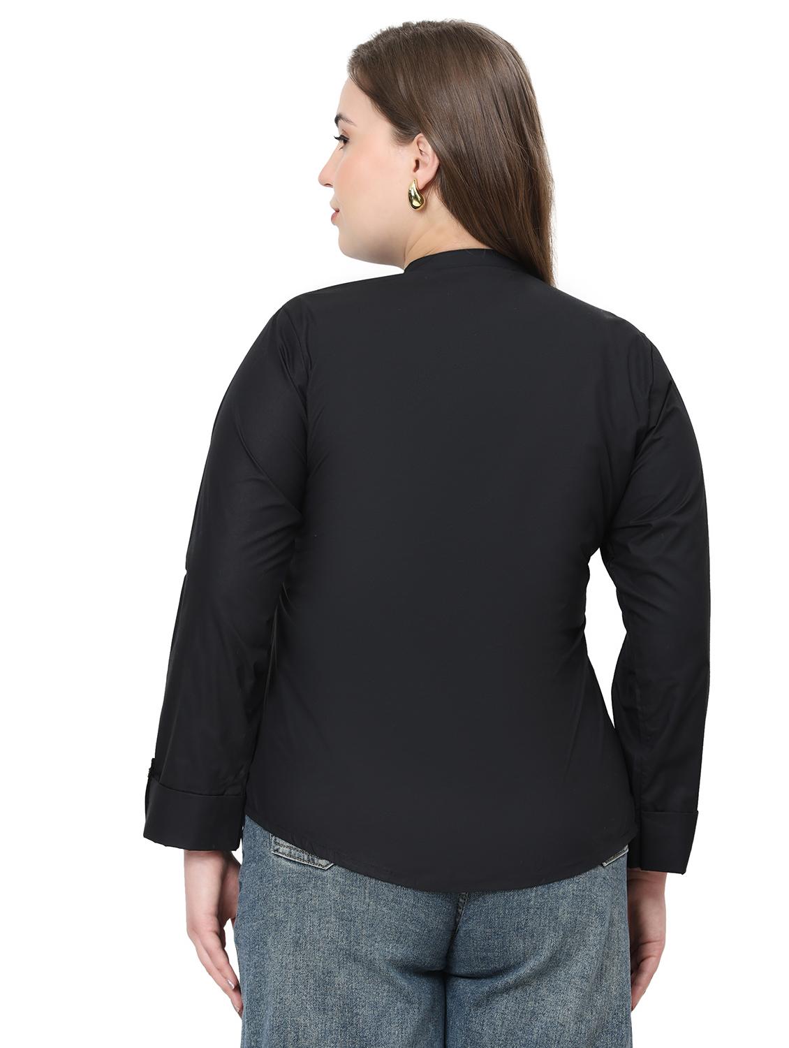women solid mandarin neck regular top - 21998848 - Standard Image - 3