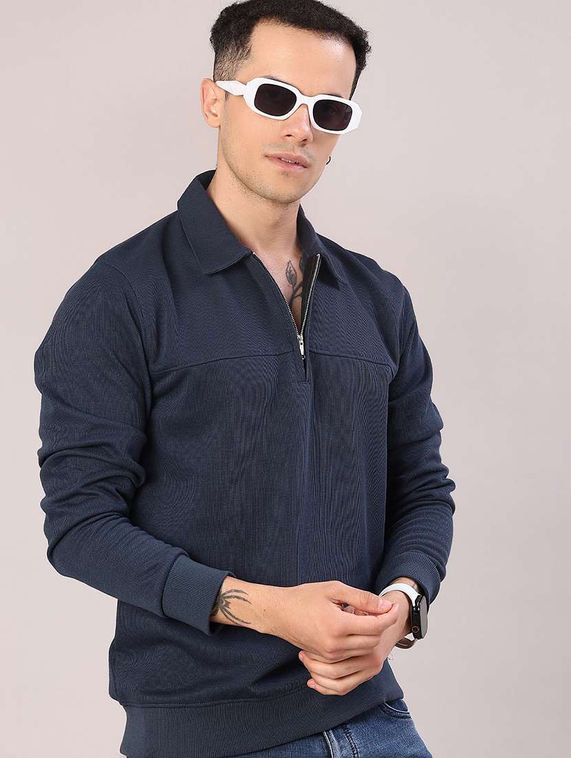 men solid long sleeve regular fit sweatshirt