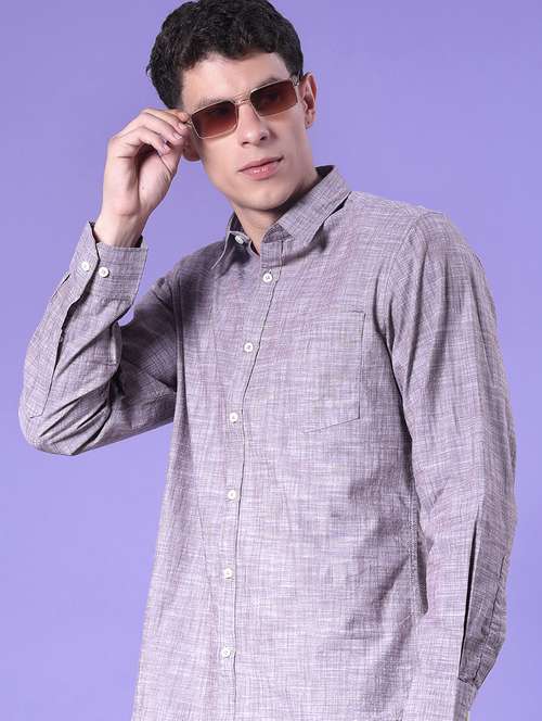 men solid long sleeve regular fit casual shirt - 21998949 -  Standard Image - 0