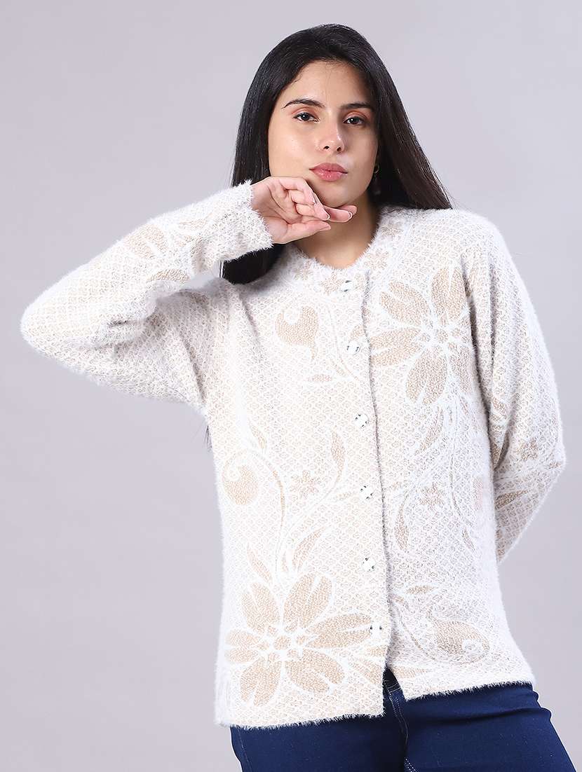 women self design long sleeve cardigan