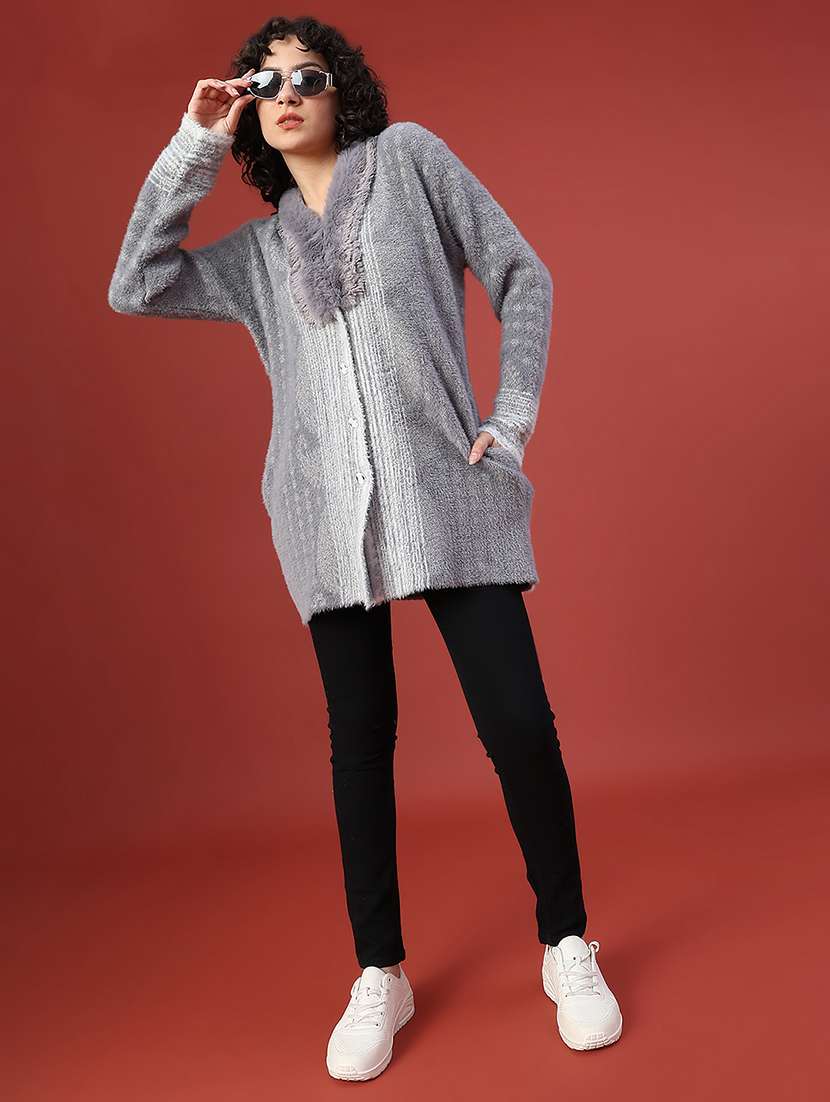 women self design long sleeve cardigan - 21998953 -  Standard Image - 5