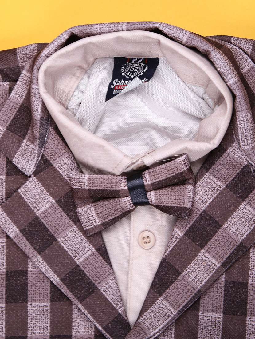 boys checkered long sleeve trouser shirt with waistcoat set - 21998974 -  Standard Image - 3