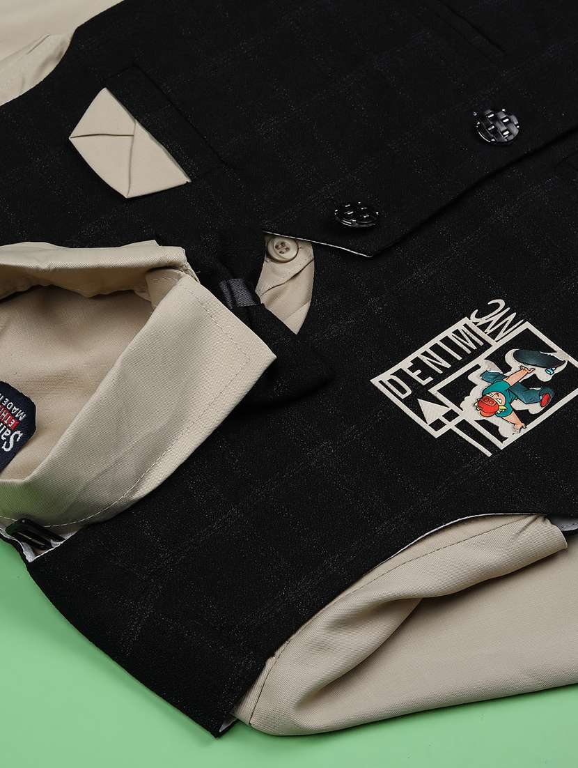 boys checkered long sleeve trouser shirt with waistcoat set - 21998975 -  Standard Image - 3