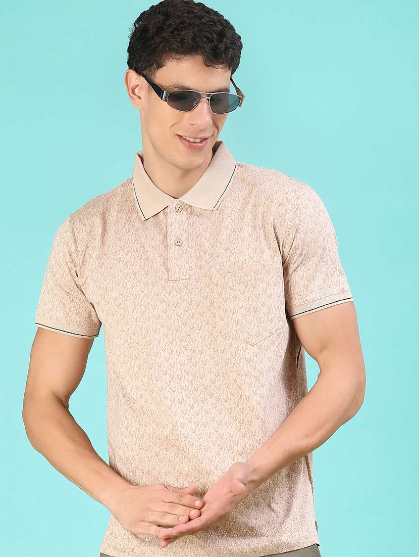 men printed short sleeve regular fit polo t-shirt
