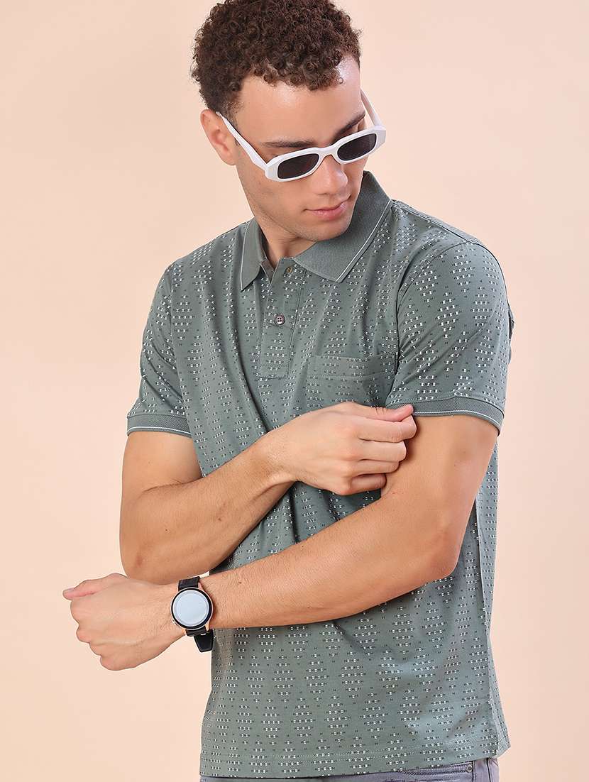 men printed short sleeve regular fit polo t-shirt
