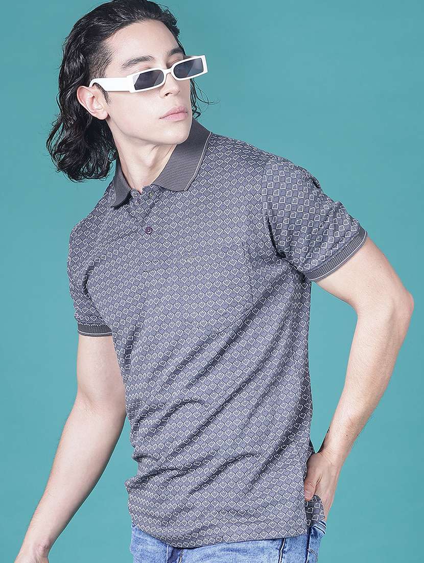 men printed short sleeve regular fit polo t-shirt