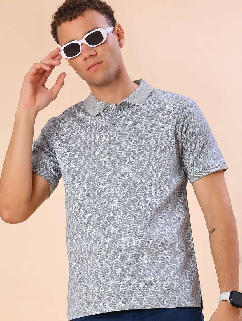 men printed short sleeve regular fit polo t-shirt