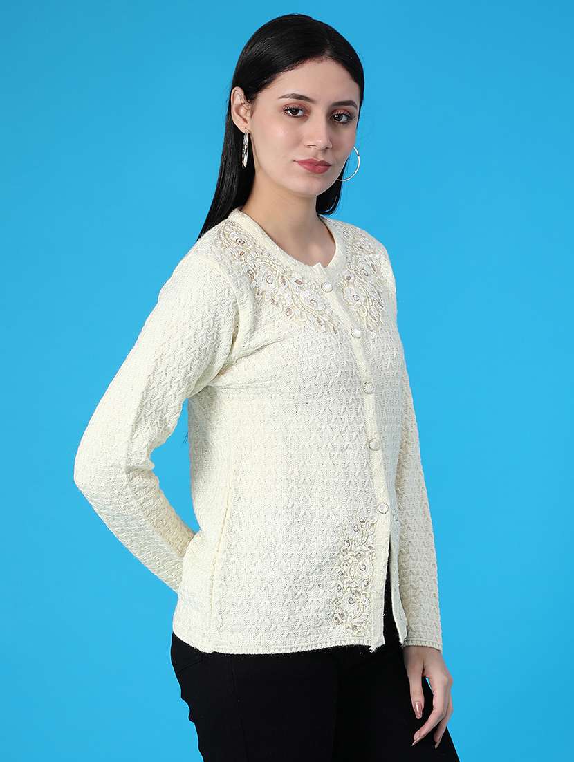 women self design long sleeve cardigan - 21999166 -  Standard Image - 3