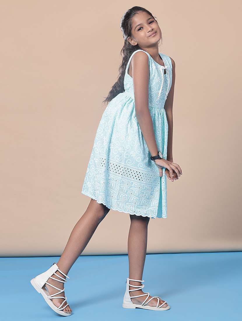girls self designed sleeveless flared frock - 21999185 -  Standard Image - 3
