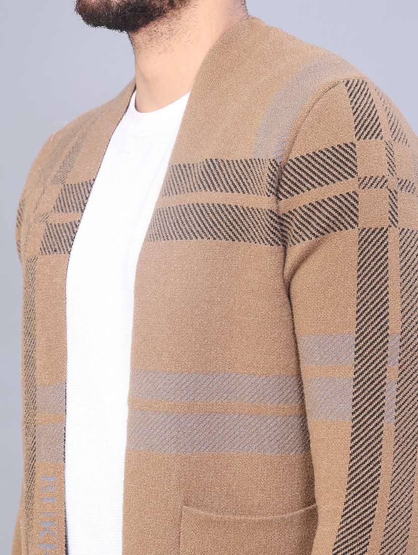 men checkered long sleeve rgular fit cardigan  - 21999211 -  Standard Image - 5