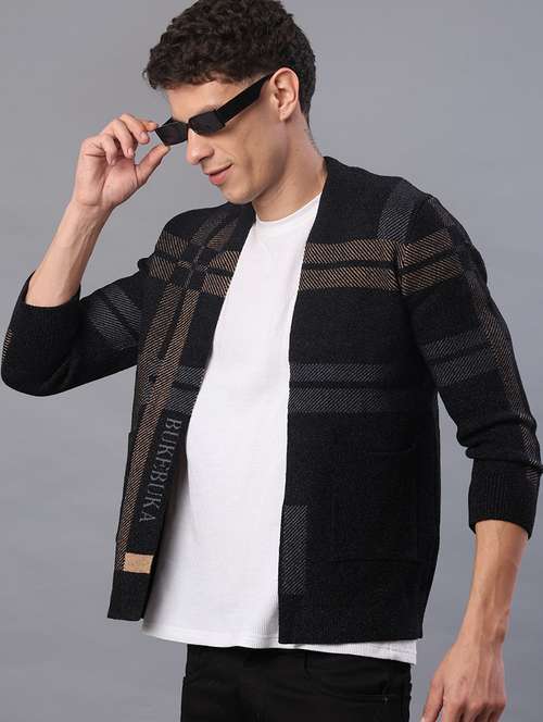 men checkered long sleeve rgular fit cardigan  - 21999212 -  Standard Image - 0