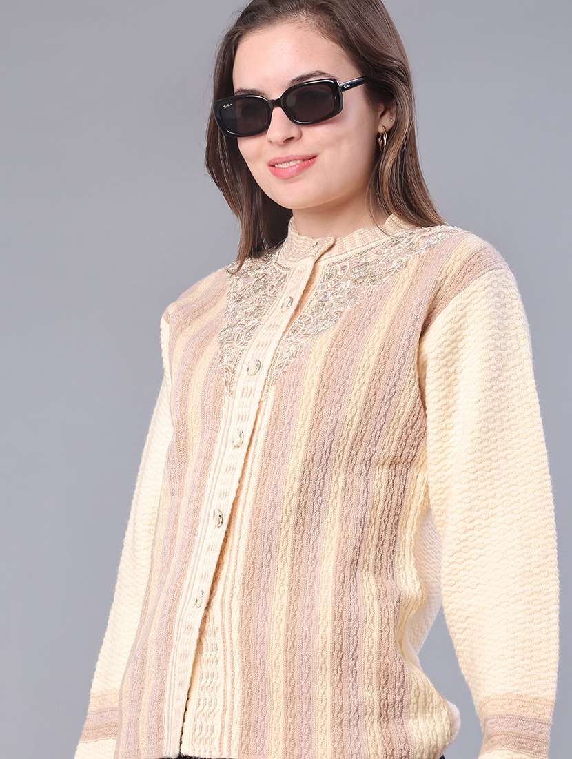 women self design long sleeve cardigan