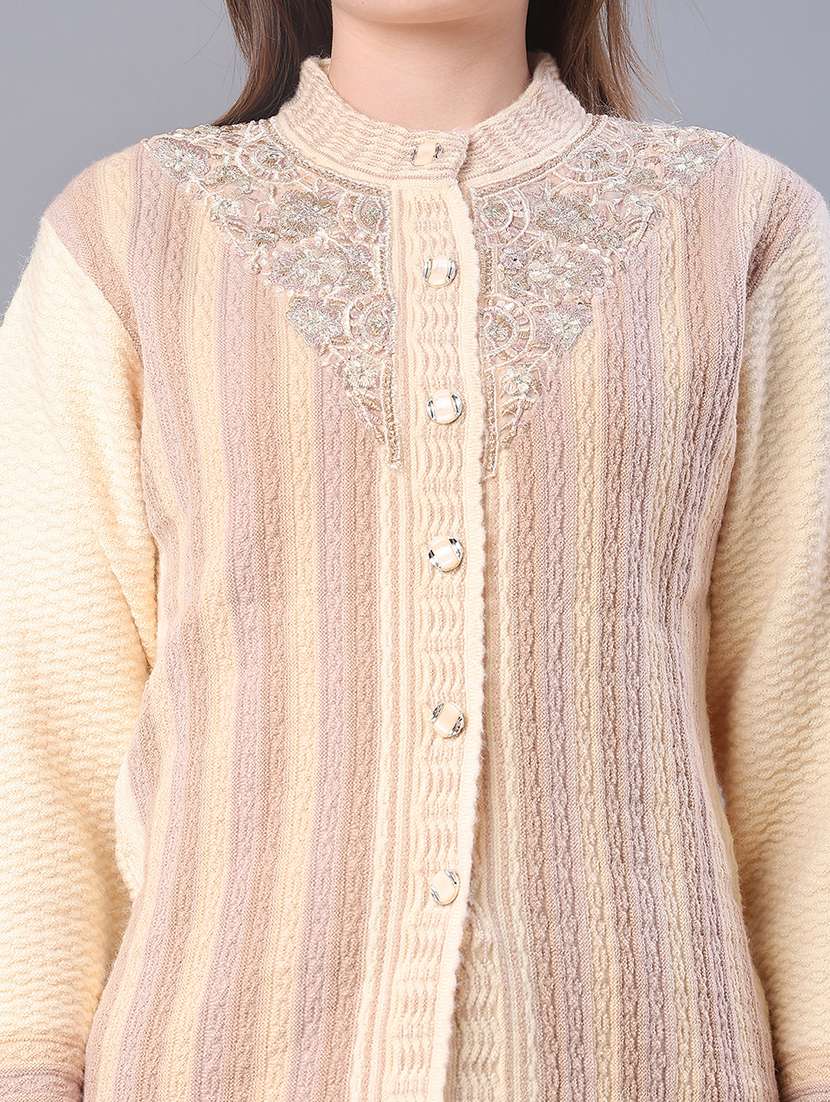 women self design long sleeve cardigan - 21999215 -  Standard Image - 5