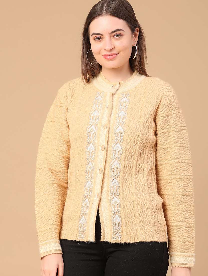 women self design long sleeve cardigan