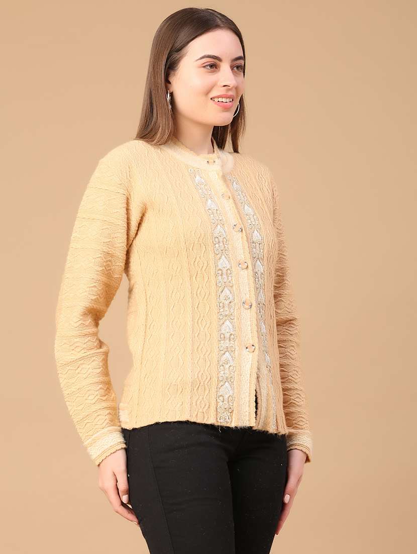 women self design long sleeve cardigan - 21999216 -  Standard Image - 3