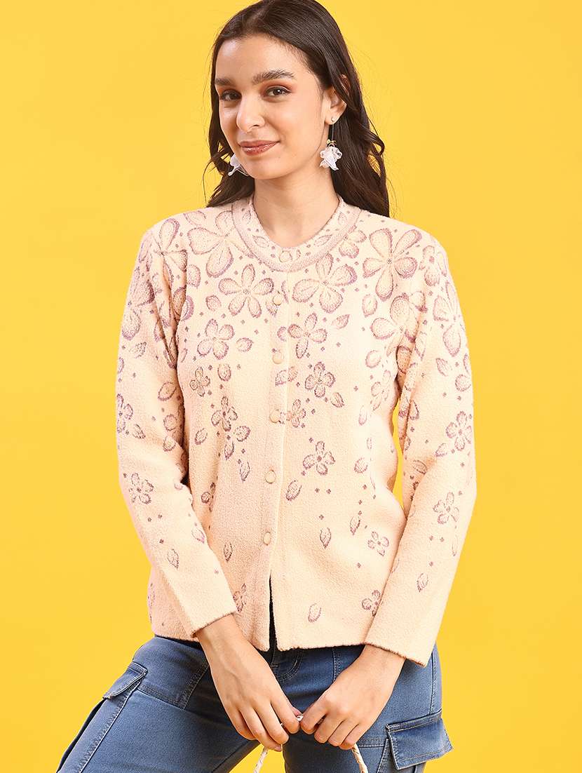 women self design long sleeve cardigan - 21999217 -  Zoom Image - 0