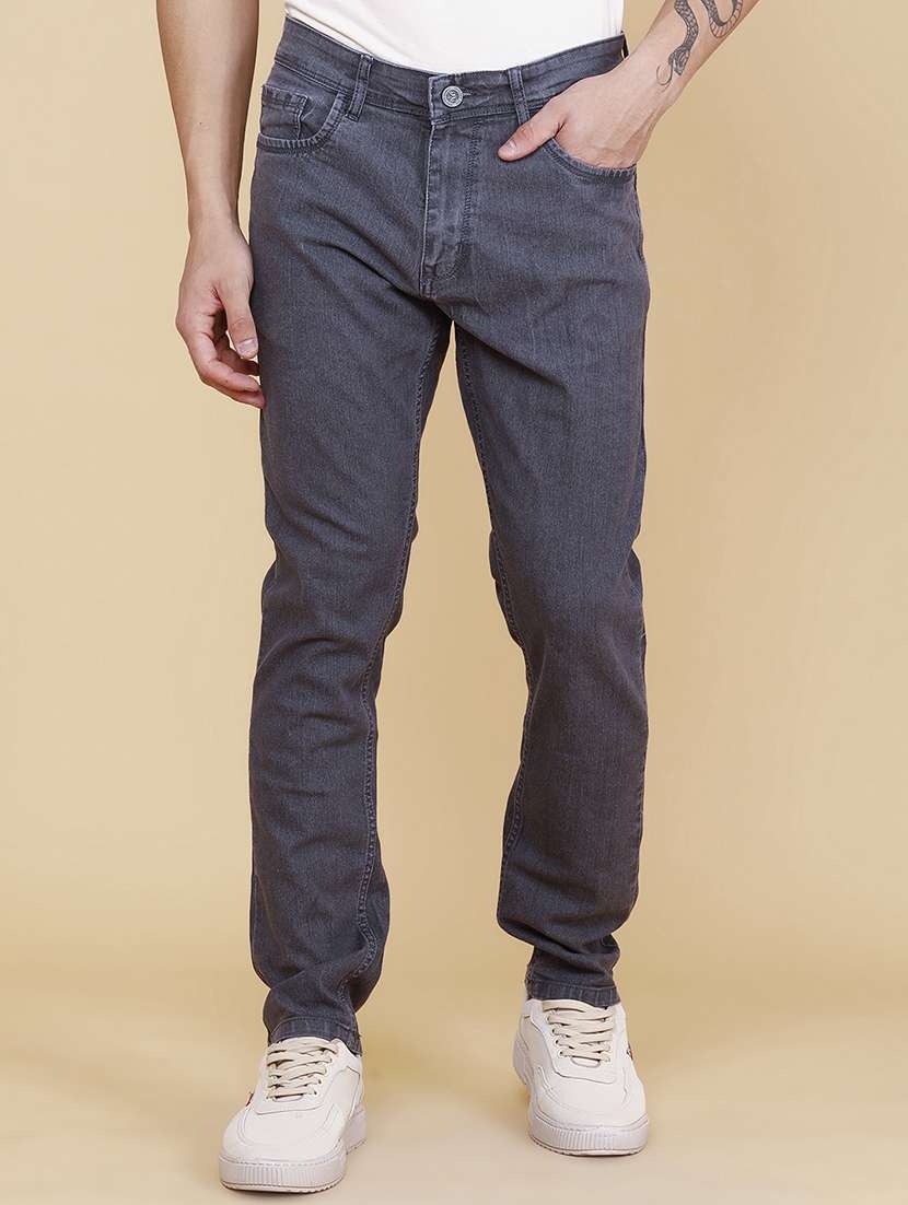 men solid mid rise slim fit jeans