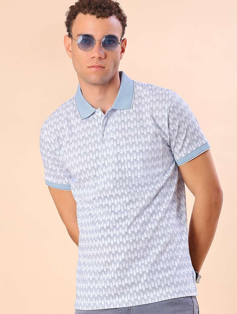 men printed short sleeve regular fit polo t-shirt