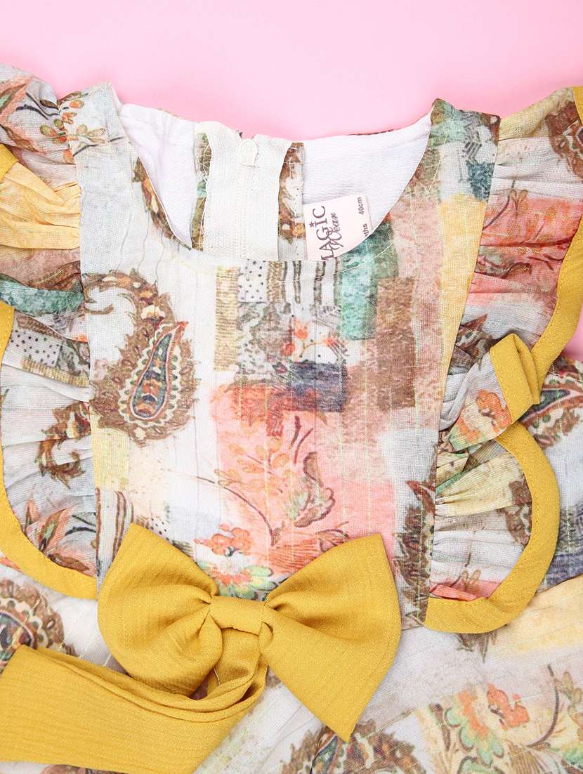 girls printed sleeveless flared frock - 21999295 -  Standard Image - 3