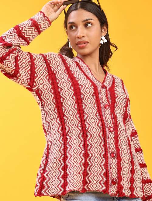 women self design long sleeve cardigan - 21999324 -  Standard Image - 0