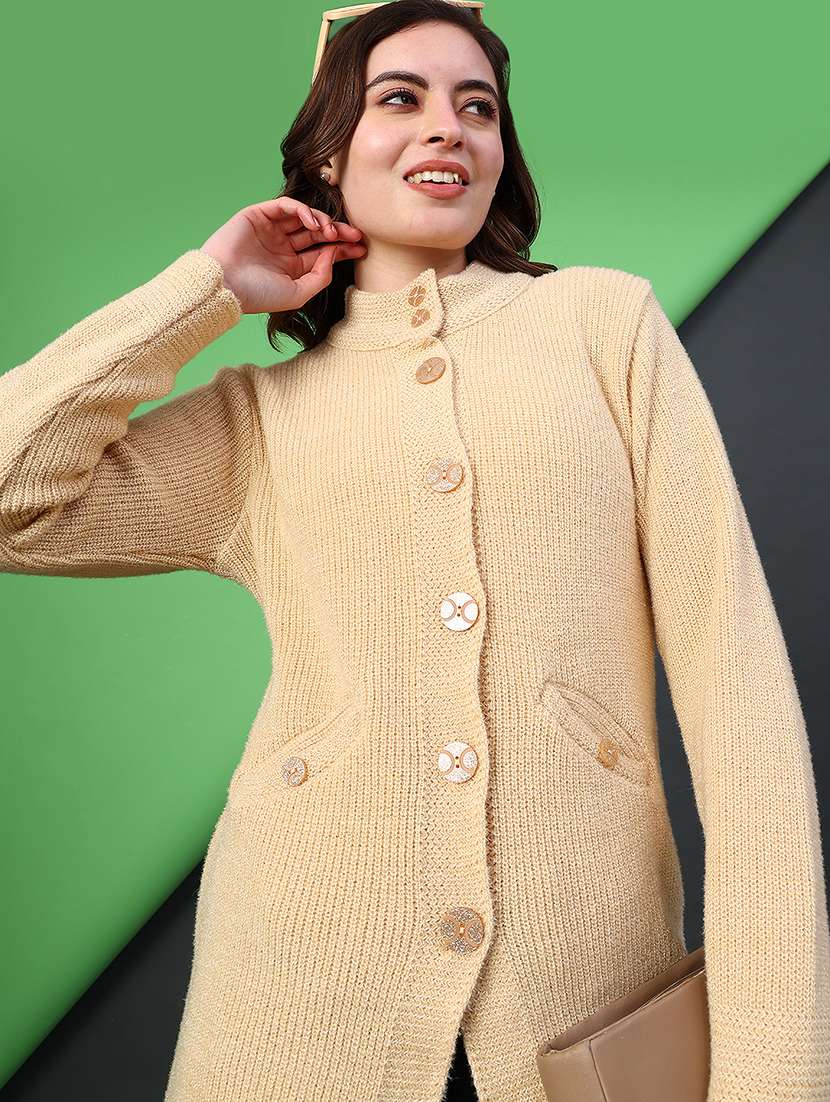 women self designed long sleeve cardigan