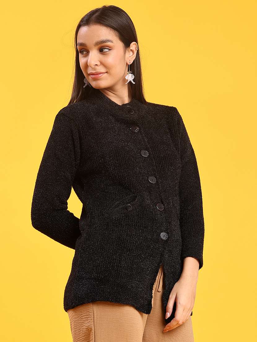 women solid long sleeve cardigan - 21999326 -  Standard Image - 3