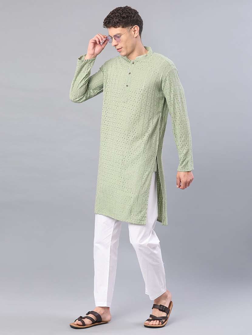 men long sleeve kurta and pyjama set - 21999361 -  Standard Image - 3