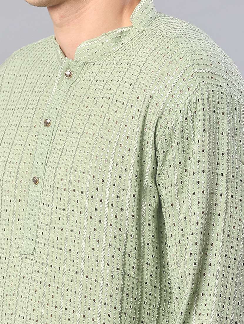 men long sleeve kurta and pyjama set - 21999361 -  Standard Image - 5