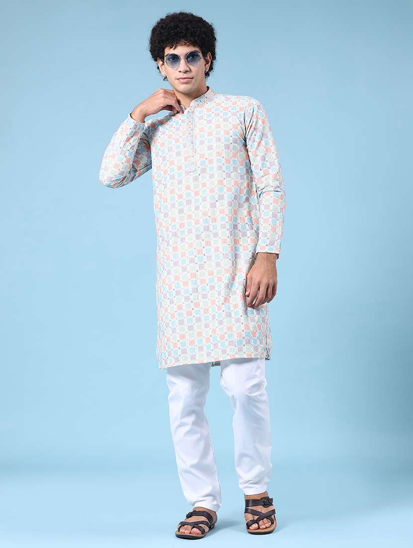 muti polyester kurta pyjama ethnic wear