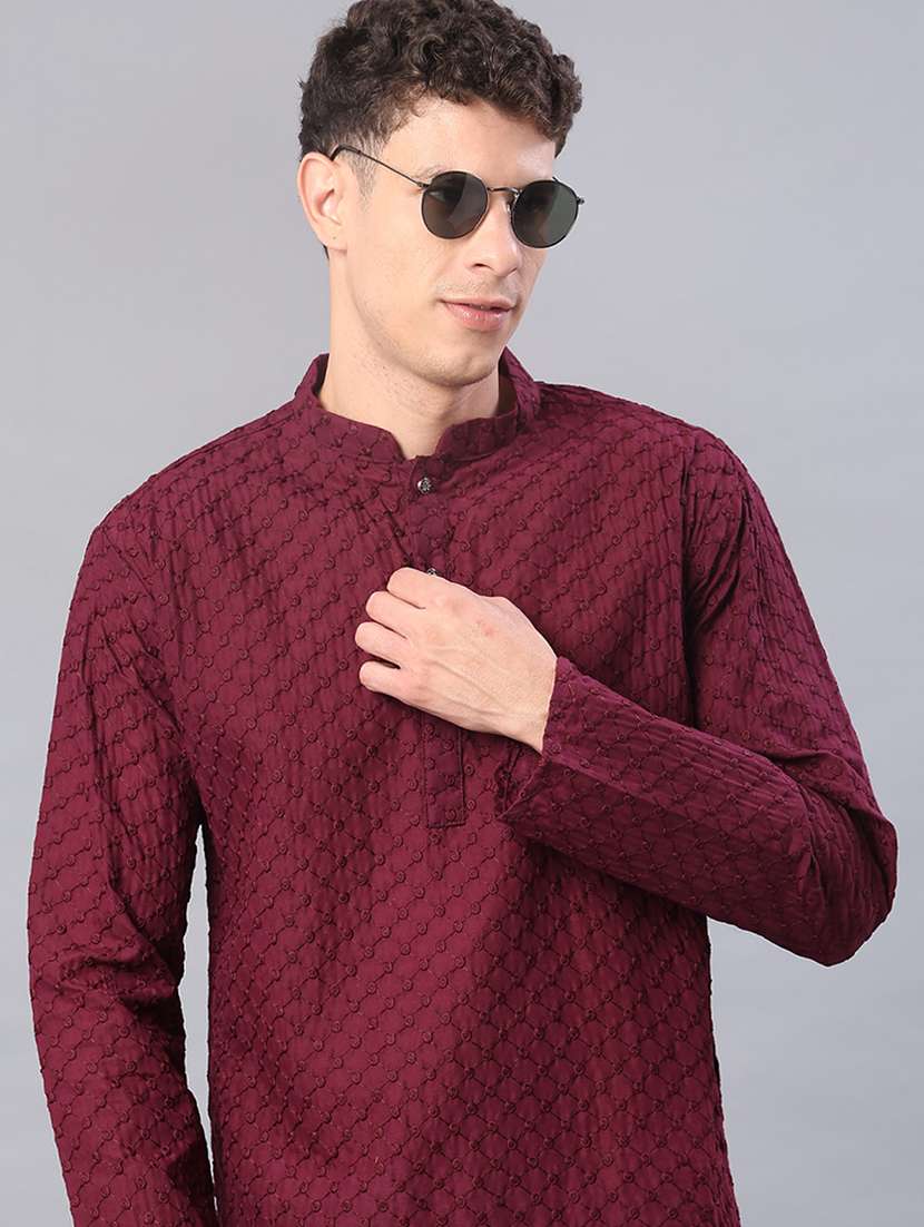 men embroidered long sleeve kurta and pyjama set - 21999365 -  Standard Image - 5