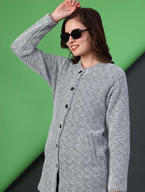 women self designed long sleeve cardigan - 21999381 -  Standard Image - 0