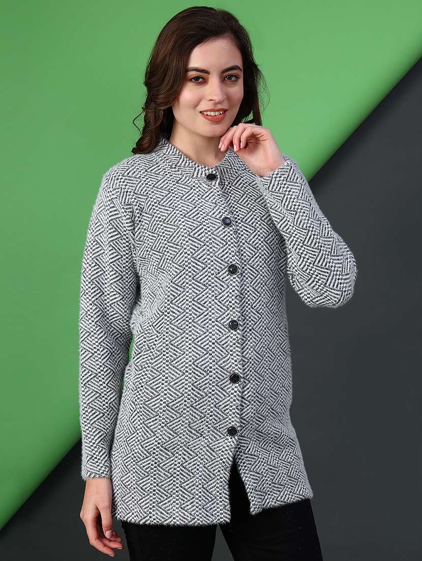 women self designed long sleeve cardigan - 21999381 -  Standard Image - 3