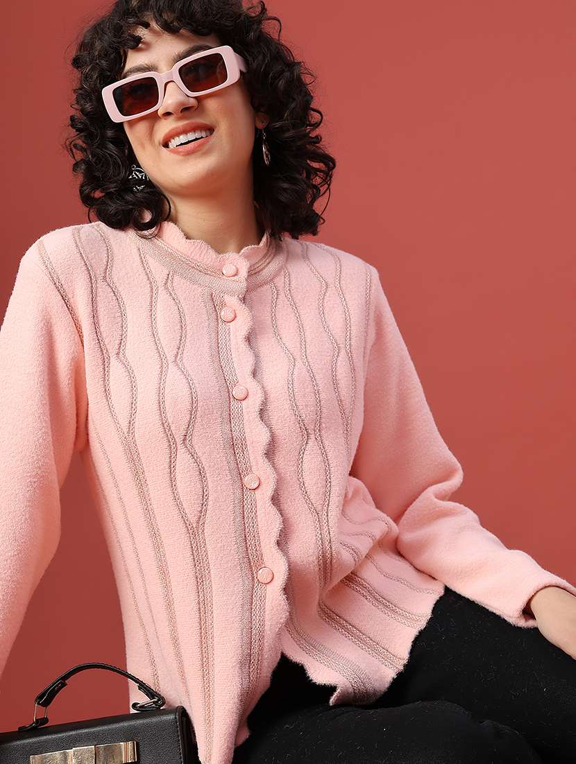 women self design long sleeve cardigan