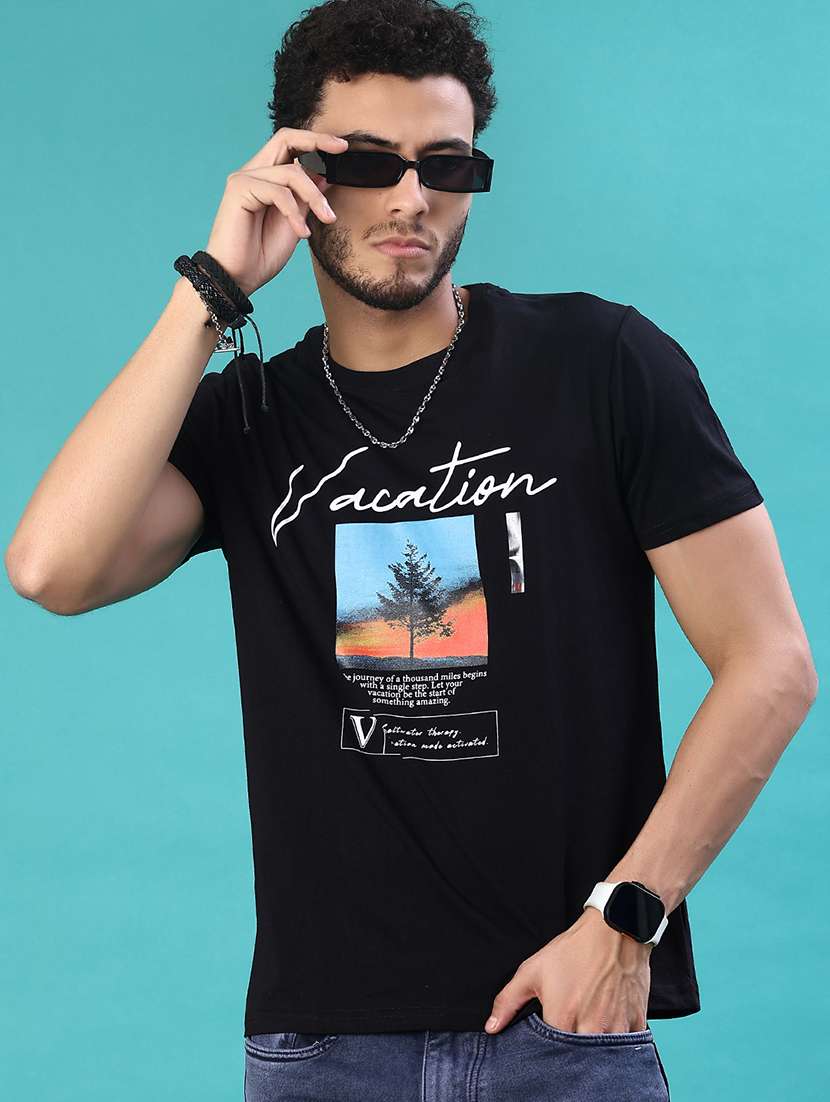 men front print short sleeve regular fit t-shirt