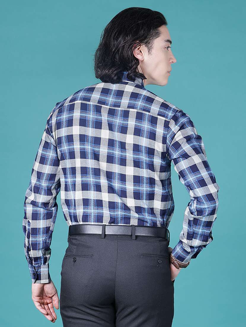men checkered long sleeve slim fit formal shirt - 21999579 -  Standard Image - 3