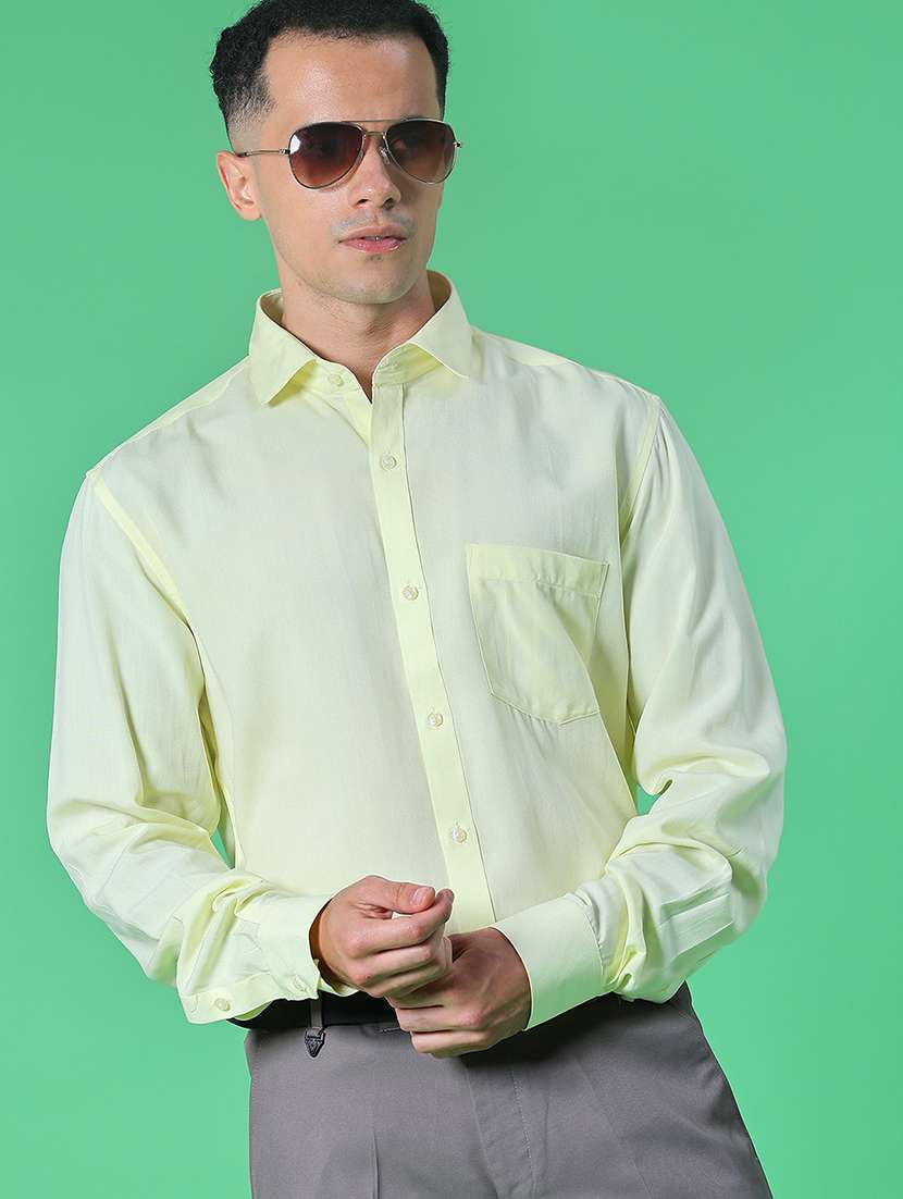 men solid long sleeve regular fit formal shirt