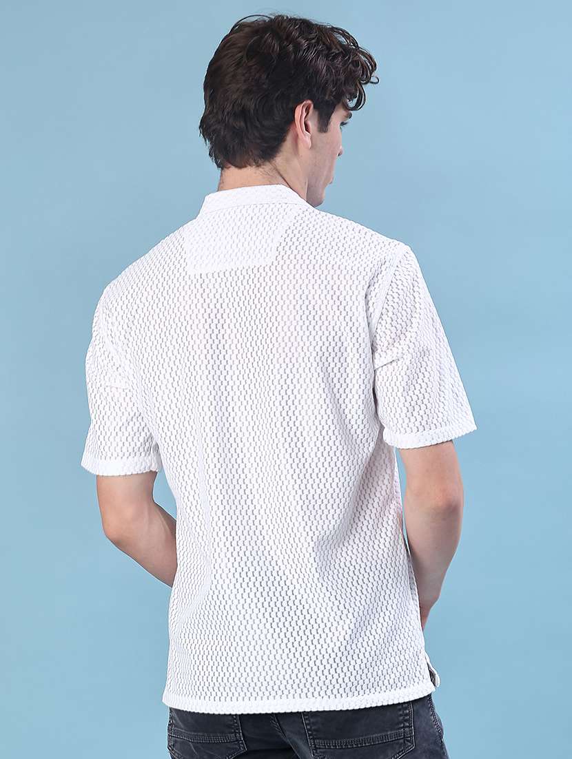 men self designed collared short sleeve shirt - 21999581 -  Standard Image - 3