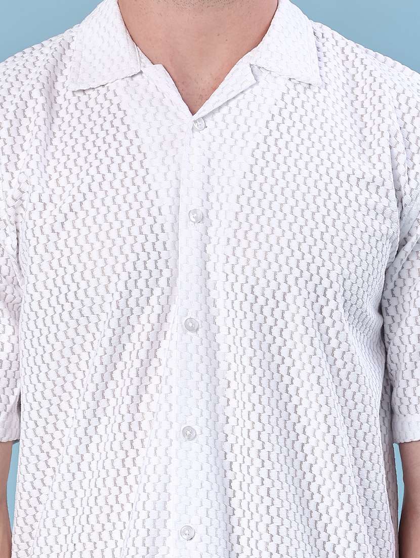 men self designed collared short sleeve shirt - 21999581 -  Standard Image - 5