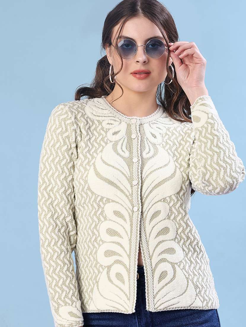 women self design long sleeve cardigan