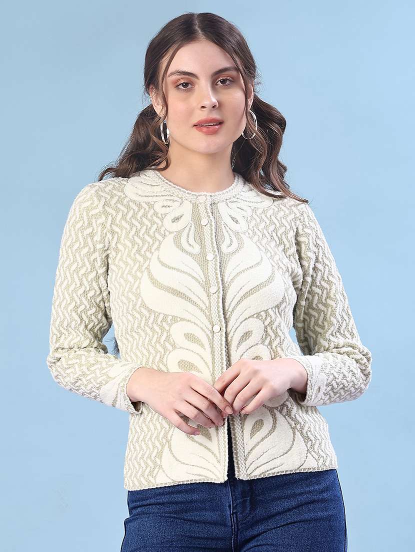 women self design long sleeve cardigan - 21999593 -  Standard Image - 3