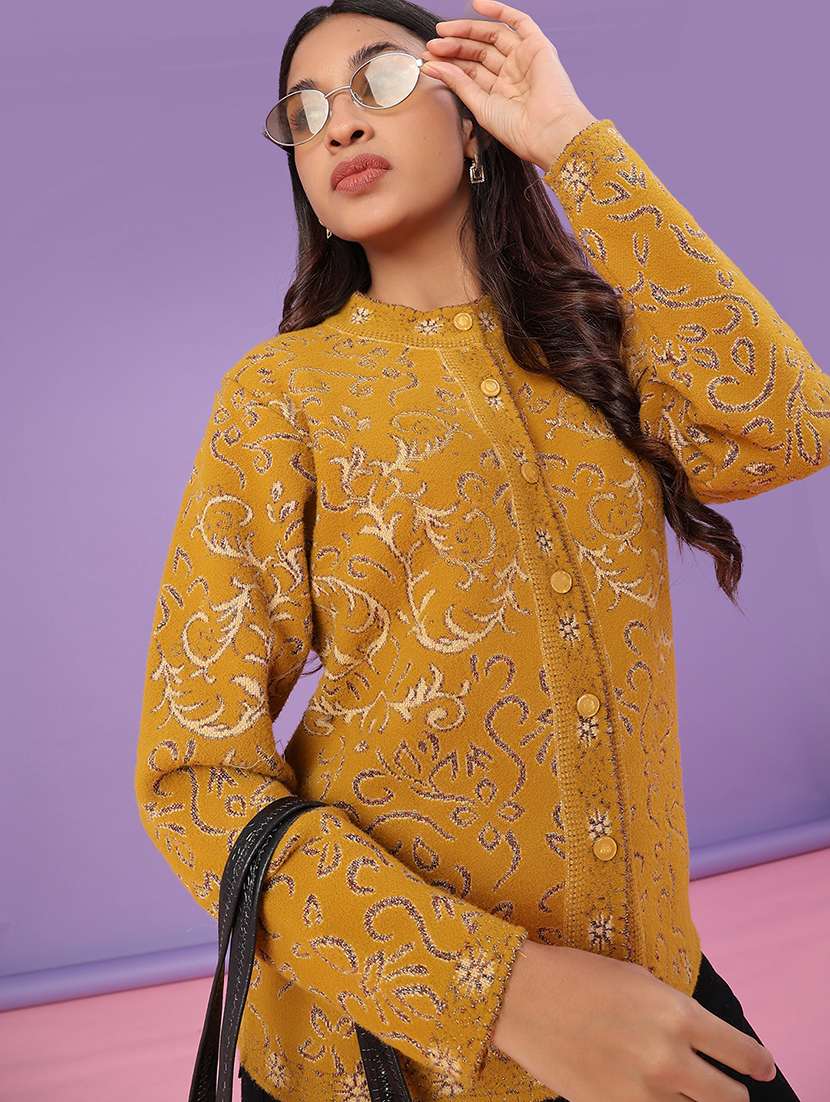 women self design long sleeve cardigan